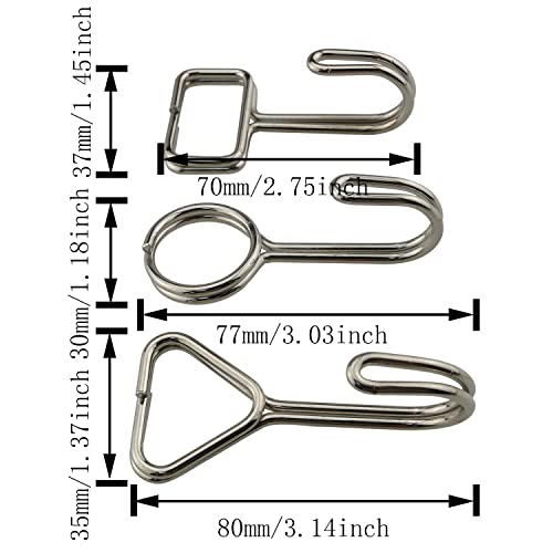 HSCGIN 6pcs Stainless Steel Closet Rod Hooks Round/Rectangular/Triangle J Hooks Black/Silver for Hanging Clothes, Hats, Belts, Bags