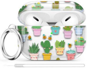 maxjoy for airpods pro 2nd generation case cover, clear cactus airpod pro 2 case for women cute protective ipod pro 2 cover with keychain for airpod pro 2nd gen case 2023/2022, transparent