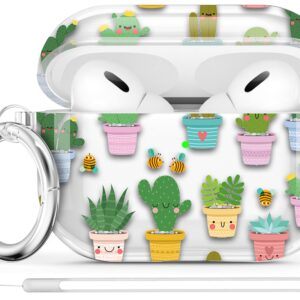 Maxjoy for Airpods Pro 2nd Generation Case Cover, Clear Cactus AirPod Pro 2 Case for Women Cute Protective iPod Pro 2 Cover with Keychain for AirPod Pro 2nd Gen Case 2023/2022, Transparent