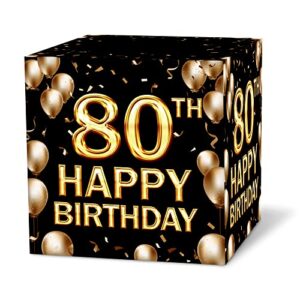 keydaat 80th birthday card box，black and gold card box for birthday party decorations ，party supplies, money box -  1 pc (032 sr)