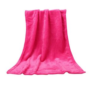 Firzero Throw Blanket Bed Blanket for Kids & Adults, Comfortable Warm Anti-Static Flannel Throw Blankets, 19x27 Inch Solid Color Plush Warm Blanket for Sofa, Car, Travel, Home, Office (Hot Pink)