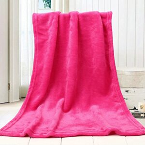 firzero throw blanket bed blanket for kids & adults, comfortable warm anti-static flannel throw blankets, 19x27 inch solid color plush warm blanket for sofa, car, travel, home, office (hot pink)