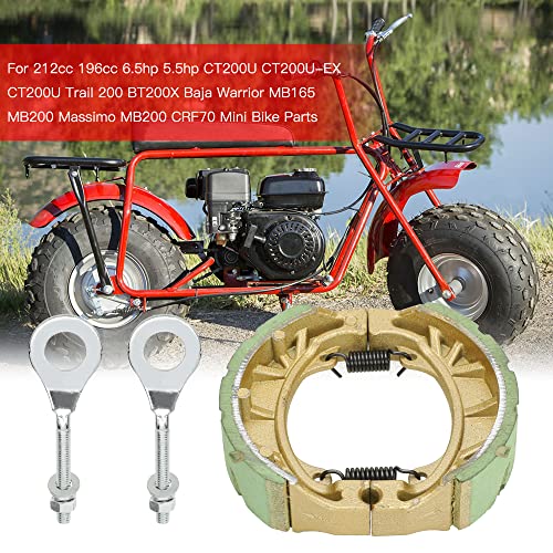 GREHUA Upgrade CG125 105mm Drum Brake Shoe Pad Green Chain Tensioner Adjuster Kit for 212cc 196cc 6.5hp CT200U-EX BT200X CT200U Trail Massimo MB200 Baja Warrior MB165 CRF70 Mini Bike Parts Motorsports