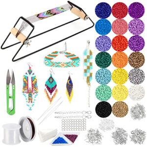 pp opount bead loom kit, beading supplies with 9700 pcs seed beads, tray, scissors making accessories, beading loom kits for adults jewelry making bracelets belts