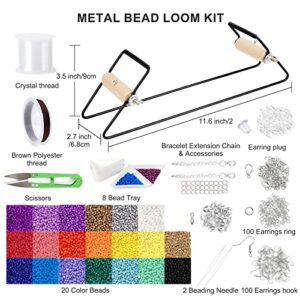 PP OPOUNT Bead Loom Kit, Beading Supplies with 9700 PCS Seed Beads, Tray, Scissors Making Accessories, Beading Loom Kits for Adults Jewelry Making Bracelets Belts