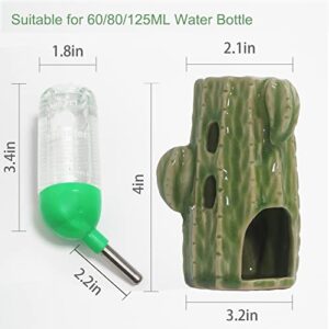 Zhilishu Hamster Water Bottle, 2-in-1 Adjustable Hamster Water Bottle for Glass Tank 80ML Gerbil Water Bottle with Stand, No Drip Ceramic Water Bottle Holder for Dwarf Hamster Mice Rat (Light Green)