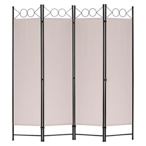 4 panel 68" h room divider partition folding steel frame screen freestanding privacy divider portable breathable partition japanese-inspired oriental shoji screen wall divider for home office, tan