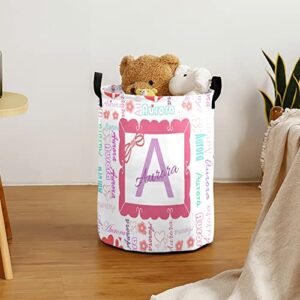 Custom Laundry Baskets with Name Personalized Laundry Hamper Collapsible Clothes Storage Basket with Handle for Bathroom Living Room Bedroom