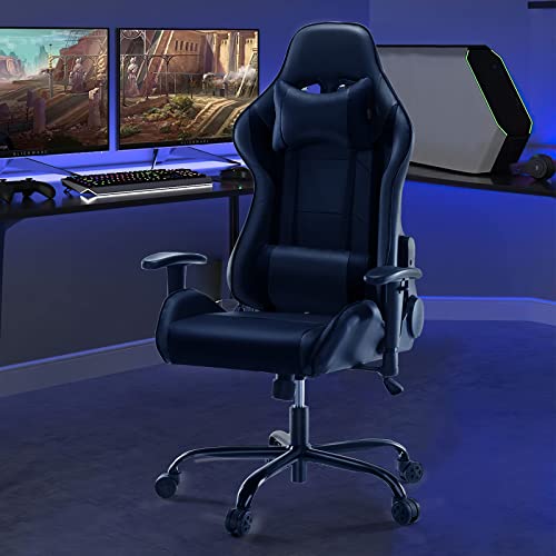 OLIXIS Gaming Desk Recliner Home Office Computer Chair with High Back Lumbar Support, Lift Armrest and Comfortable Pillow for Adult, Black