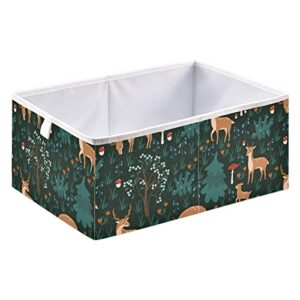 domiking forest sika deer storage bins for gifts foldable cuboid shelf baskets with sturdy handle organization baskets for closet shelves bedroom