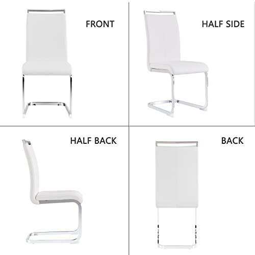 JUFU Home Dining Chairs Set, 6Pcs Armless Kitchen Chairs with PU Leather Seat,High Back for Living Room, Office