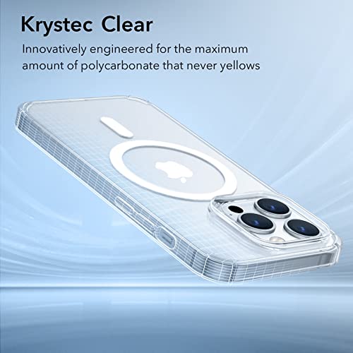 ESR HaloLock Vegan Leather Wallet Stand Krystec Clear Case with HaloLock Compatible with iPhone 14 Pro Max Case, Compatible with MagSafe, Ultra-Yellowing Resistant, Military-Grade Protection