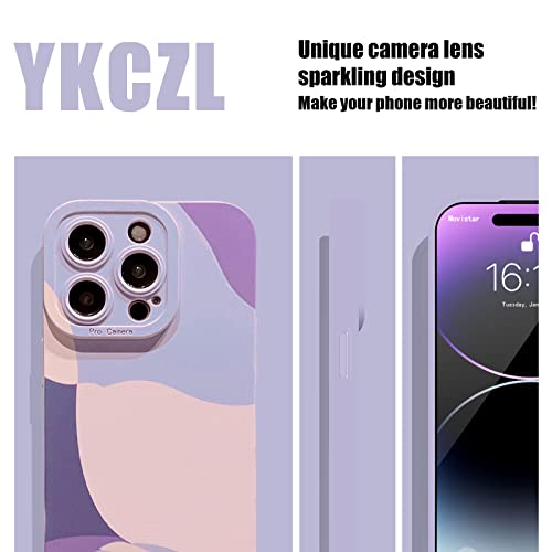 YKCZL Compatible with iPhone 14 Pro Case,Cute Painted Art Heart Pattern Full Camera Lens Protective Slim Soft Shockproof Phone Case for Women Girls-Purple