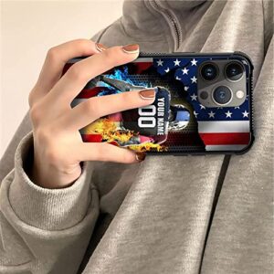 DJSOK Case Compatible with Personalized Rugby Football Sport-Custom America Flag Name Number Custom Phone Cove case for iPhone 15/14 Pro Max 13 12 11 Mini/Xs X Xr/7 8 Plus SE2 2020 Men Women Fans Gift