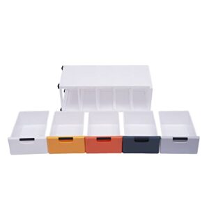 Plastic Drawers Dresser, 5 Drawers Dressers Chests with Wheels, Colorful Storage Closet Cabinet Clothes Toys Snacks Organizer for Bedroom, Living Room, Playroom 15.8×11.8×33.1in Morandi Color