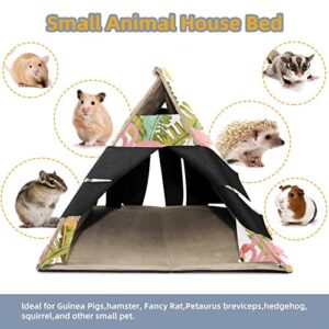 enheng Small Pet Hideout Flamingos Hamster House Guinea Pig Playhouse for Dwarf Rabbits Hedgehogs Chinchillas