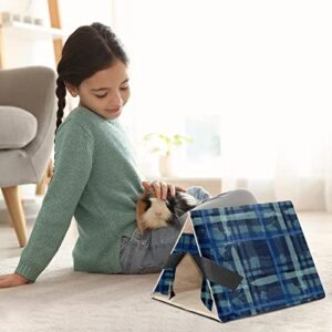 enheng Small Pet Hideout Plaid Texture Hamster House Guinea Pig Playhouse for Dwarf Rabbits Hedgehogs Chinchillas