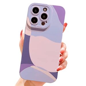 ykczl compatible with iphone 14 pro max case,cute painted art heart pattern full camera lens protective slim soft shockproof phone case for women girls-purple
