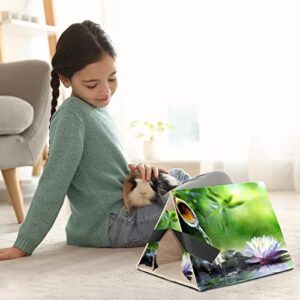 enheng Small Pet Hideout Zen Garden Waterlily Hamster House Guinea Pig Playhouse for Dwarf Rabbits Hedgehogs Chinchillas