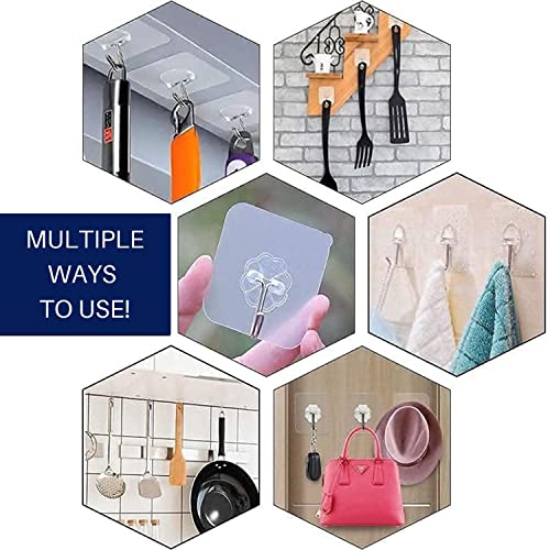 ONESTEP CLUB Adhesive Hooks for Hanging Heavy Duty Wall Hooks Self Adhesive Towel Coat Hooks Waterproof Transparent Hooks for Bathroom Kitchen Keys Door Outdoor Home Improvement Utility Hook 12 Pack