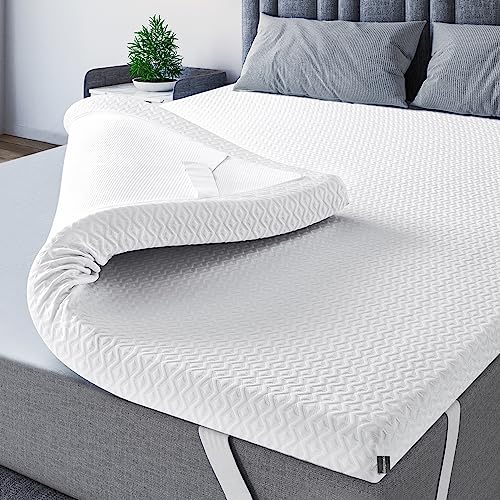 Sleepmax 3 Inch Gel Memory Foam Mattress Topper King - Medium Soft Enhance Comfort - Pressure Relief Memory Foam Mattress Pad, High Density Bed Topper with Zippered Cover