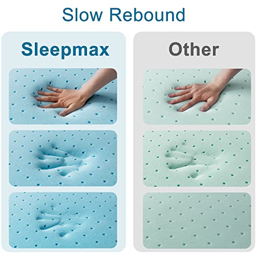 Sleepmax 3 Inch Gel Memory Foam Mattress Topper King - Medium Soft Enhance Comfort - Pressure Relief Memory Foam Mattress Pad, High Density Bed Topper with Zippered Cover