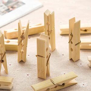 clothes pegs,20pcs bamboo clothespins with spring windproof clothes clips for washing lines arts crafts photo hanging for hanging clothes and handicrafts
