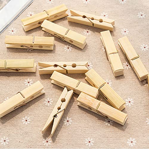 Clothes Pegs,20Pcs Bamboo Clothespins with Spring Windproof Clothes Clips for Washing Lines Arts Crafts Photo Hanging for Hanging Clothes and Handicrafts