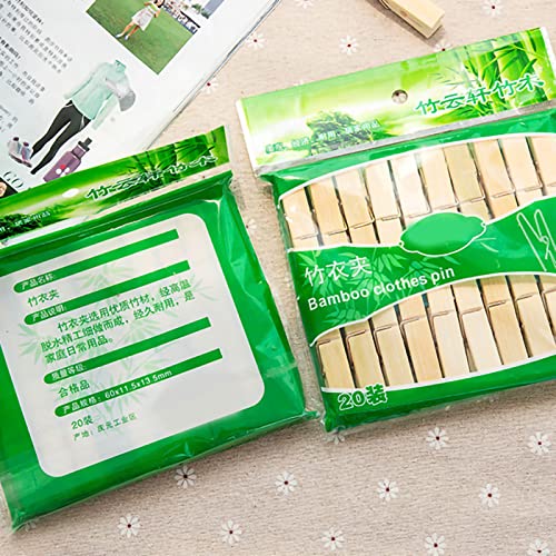 Clothes Pegs,20Pcs Bamboo Clothespins with Spring Windproof Clothes Clips for Washing Lines Arts Crafts Photo Hanging for Hanging Clothes and Handicrafts