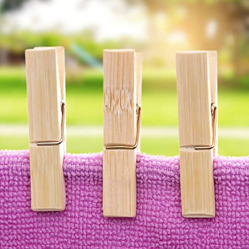 Clothes Pegs,20Pcs Bamboo Clothespins with Spring Windproof Clothes Clips for Washing Lines Arts Crafts Photo Hanging for Hanging Clothes and Handicrafts