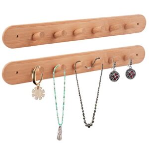 dblosp 2 pack necklace hangers rustic wood necklaces holder jewelry organizer hanging with 6 wood hooks,jewelry hooks for necklaces, bracelets, chains