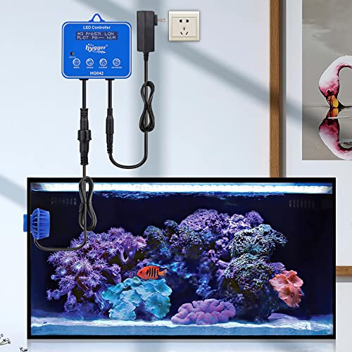 hygger 24V DC Wave Maker for Aquarium 75-200 Gallon Freshwater Saltwater Coral Reef Tank Magnet Powerhead with Controller 6 Wave Modes Adjustable Water Flow Speed 3400 GPH 18W Blue