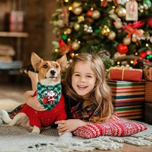 2 Pack Christmas Dog Bandanas, Classic Buffalo Plaid Pets Scarf Triangle Bibs Kerchief with Santa Pattern, Dog Christmas Costume Accessories for Small Medium Large Dogs (27.56" *18.9" *18.9")