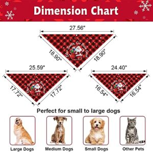 2 Pack Christmas Dog Bandanas, Classic Buffalo Plaid Pets Scarf Triangle Bibs Kerchief with Santa Pattern, Dog Christmas Costume Accessories for Small Medium Large Dogs (27.56" *18.9" *18.9")