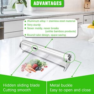 Goldtree Plastic Wrap Dispenser with Cutter - Perfect for Aluminum Foil, Wax Paper, Parchment Dispenser for Kitchen - Maximum Replace Roll 13.8 In×750 Ft - Aluminum body