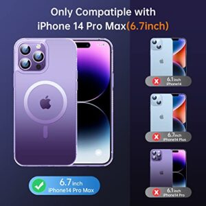 JUESHITUO Magnetic Defender Bicolor iPhone 14 Pro Max Case[Military Grade Protection] [Super Strong Magnets] Translucent Matte Case for iPhone 14 Pro Max Phone Case (6.7") (Clear to Purple)