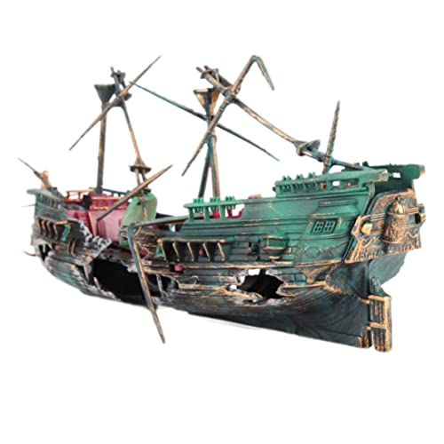 Eioflia Fish Tank Decorations Aquarium Ornaments Fish Tank Accessories Aquarium Pirate Ship Shipwreck Broken Fish Tank Aquarium Decoration Fish Tank Accessories Home Landscaping(Colored Shipbuilder).