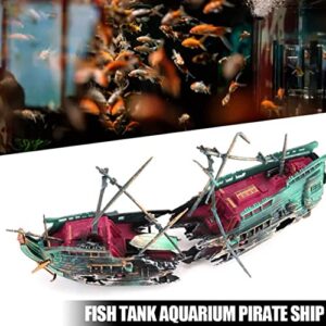 Eioflia Fish Tank Decorations Aquarium Ornaments Fish Tank Accessories Aquarium Pirate Ship Shipwreck Broken Fish Tank Aquarium Decoration Fish Tank Accessories Home Landscaping(Colored Shipbuilder).