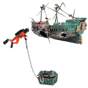 Eioflia Fish Tank Decorations Aquarium Ornaments Fish Tank Accessories Aquarium Pirate Ship Shipwreck Broken Fish Tank Aquarium Decoration Fish Tank Accessories Home Landscaping(Colored Shipbuilder).