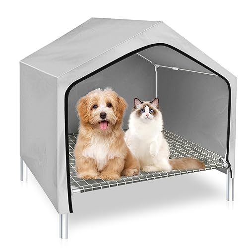 Indoor Cat House，Elevated Cat Bed with Canopy,Outdoor Water Proof Pet Tent, Chew Proof Cat Condo,for Medium Cats/Dogs,Suitable for Indoor &Outdoor