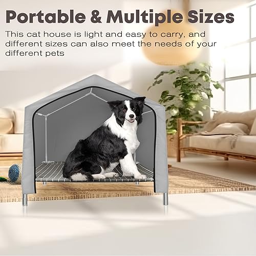 Indoor Cat House，Elevated Cat Bed with Canopy,Outdoor Water Proof Pet Tent, Chew Proof Cat Condo,for Medium Cats/Dogs,Suitable for Indoor &Outdoor