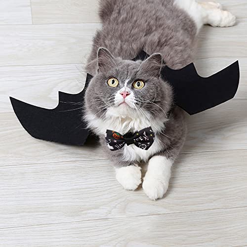 Do-Dottii Cat Halloween Costume Bat Wings Puppy Collar Halloween Cosplay Pet Cat Bat Wings for Halloween Party Decoration Witch Wizard Hat for Small Dogs Cats (Bat Wing +Collar)