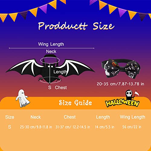 Do-Dottii Cat Halloween Costume Bat Wings Puppy Collar Halloween Cosplay Pet Cat Bat Wings for Halloween Party Decoration Witch Wizard Hat for Small Dogs Cats (Bat Wing +Collar)