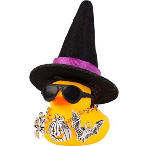 mumyer car rubber duck ornaments halloween duck car dashboard decorations with mini witch hat sunglasses necklace halloween accessories for halloween themed gifts