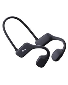 ifory bone conduction headphones, open ear bluetooth 5.2 sports headset built with mic, 10h+ hours playtime waterproof sweat resistant wireless earphones for workouts, running
