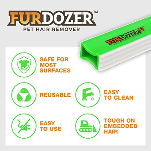 FurDozer X3 PRO 3-in-1 Pet Hair Remover & Auto Detailer - Remove Fur & Lint from Multiple Surfaces Green