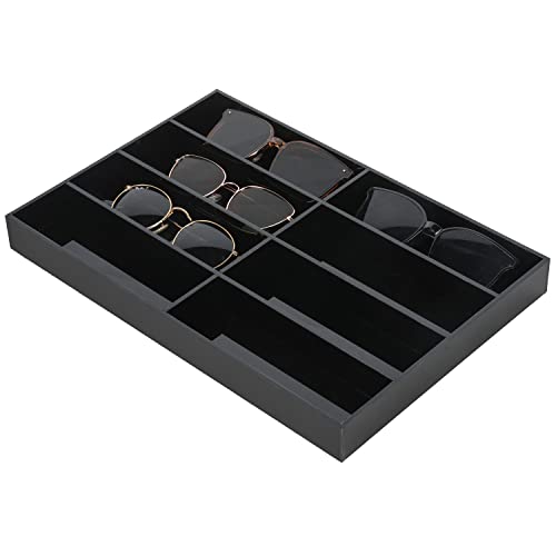 MyGift Premium Black Acrylic Tabletop Sunglasses and Eye Glasses Storage Display Case Tray with 8 Compartment Slots