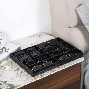 MyGift Premium Black Acrylic Tabletop Sunglasses and Eye Glasses Storage Display Case Tray with 8 Compartment Slots