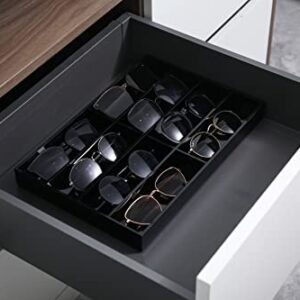 MyGift Premium Black Acrylic Tabletop Sunglasses and Eye Glasses Storage Display Case Tray with 8 Compartment Slots