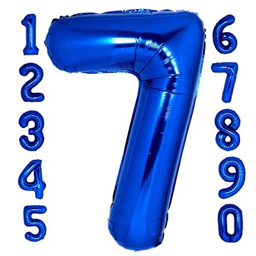 Giant,40inch Dark Blue 7 Balloon Number 40 Inch Navy BLUE Number 7 Balloon for 7th Jungle Party Decorations | Number 7 Balloons For Birthdays | 7th Birthday Balloons for Boys, 7th Birthday Party